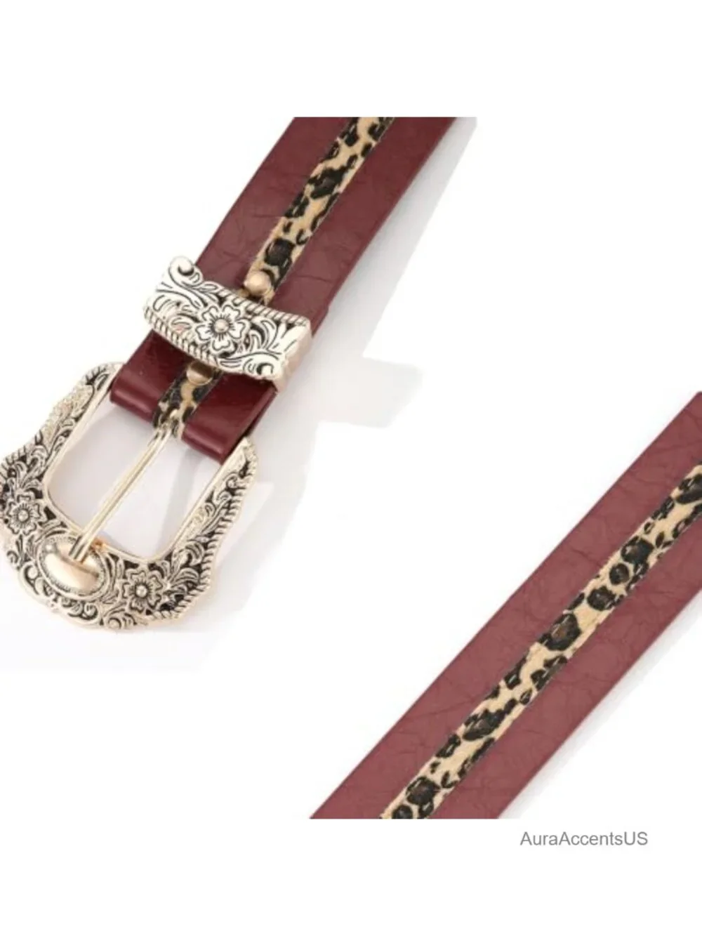 Vintage Carved Western Belt for Women Faux Leather Cowgirl Waist 1.5 Inch
